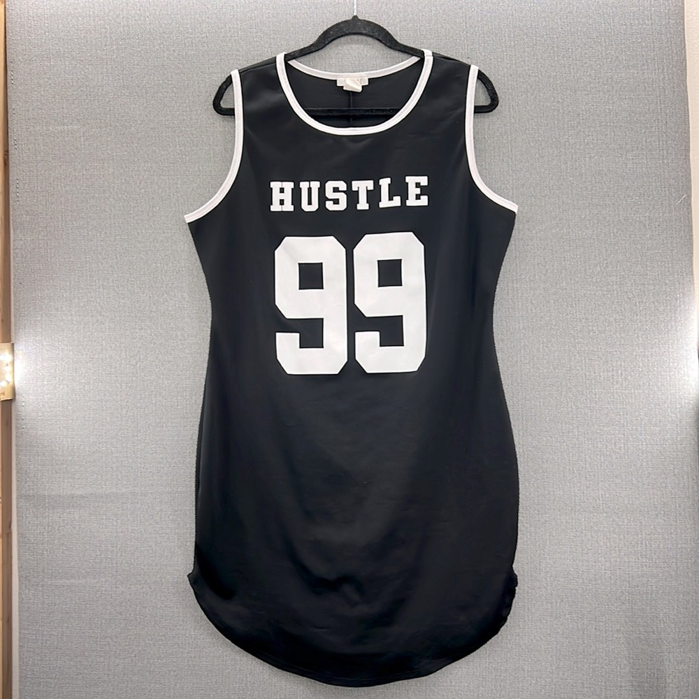 January 7 Made In USA Black White Hustle 99 Women‎ Lightweight Jersey Dress 3XL